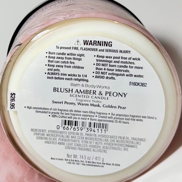 BLUSH AMBER PEONY 3 Wick Candle - Picture 3 of 3